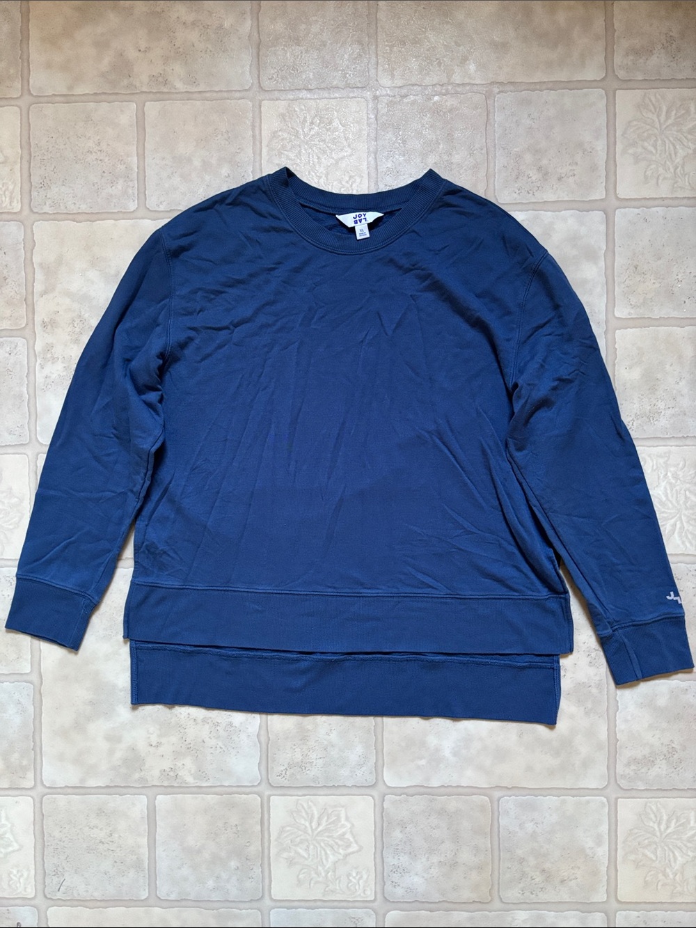 Joy Lab Blue Crew Neck Pullover Sweatshirt Womens XL Modal Stretch Side Slits